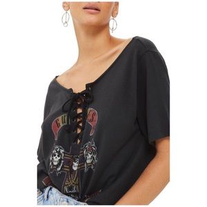 TopShop Guns N’ Roses Lace Up Tee